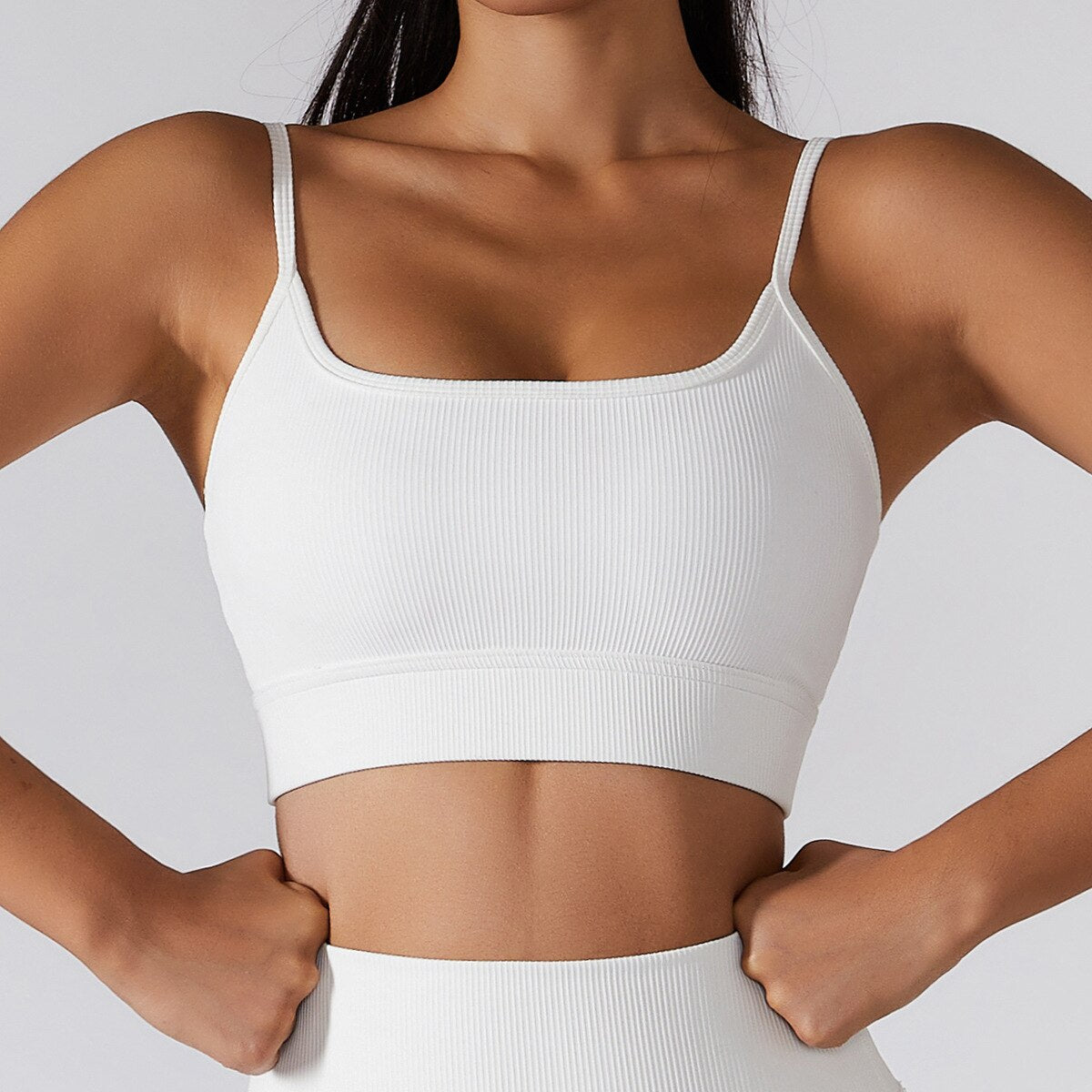 Seamless Women Yoga Sets White Bra B 1pc