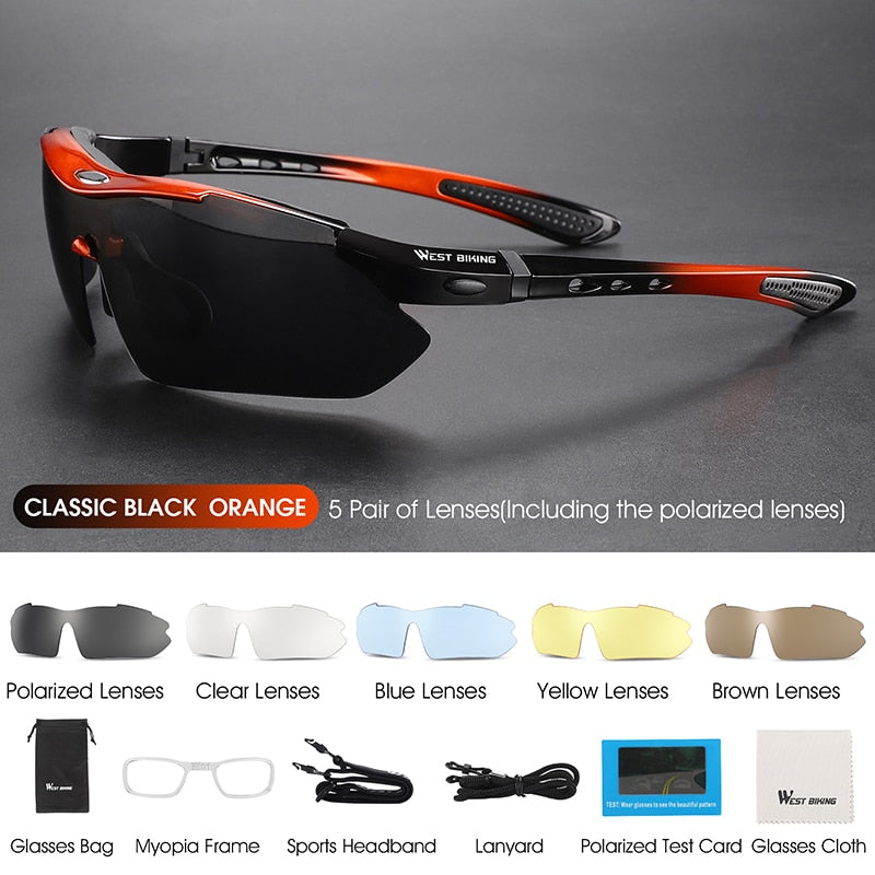 Men Women Cycling Polarized Eyewear 142 Orange 5Lens