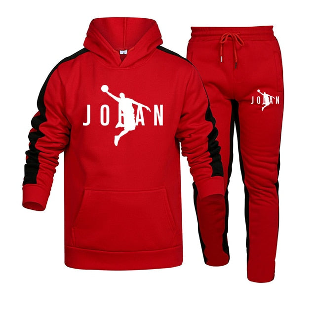 Men Sportswear Hoodie Sets red