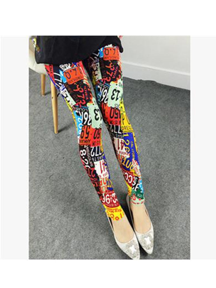 Women Printing High Quality Leggings Colorful Tabs