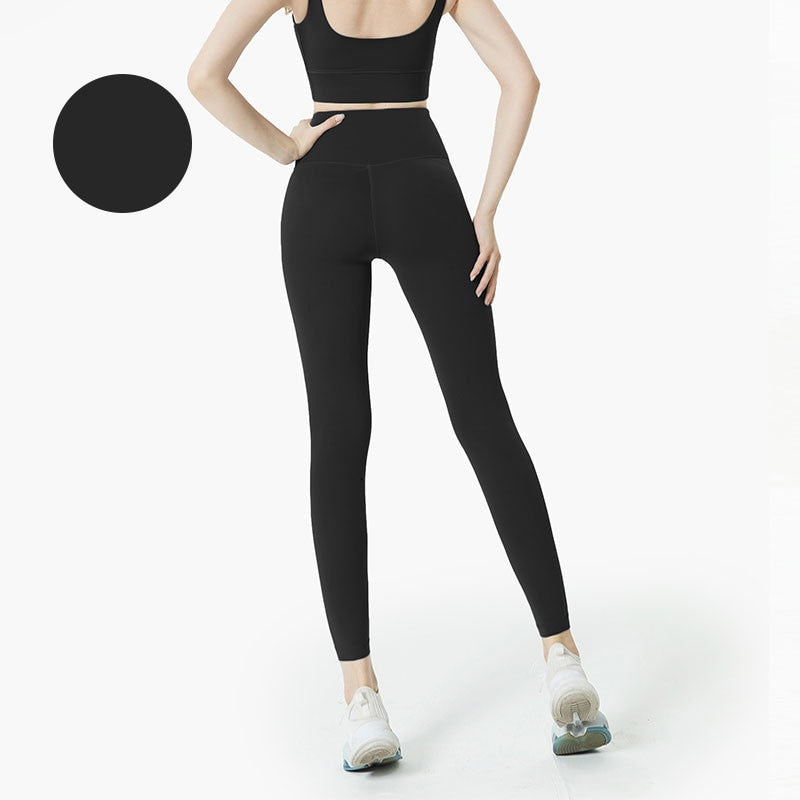 Women Naked feeling Gym Leggings Style1Black