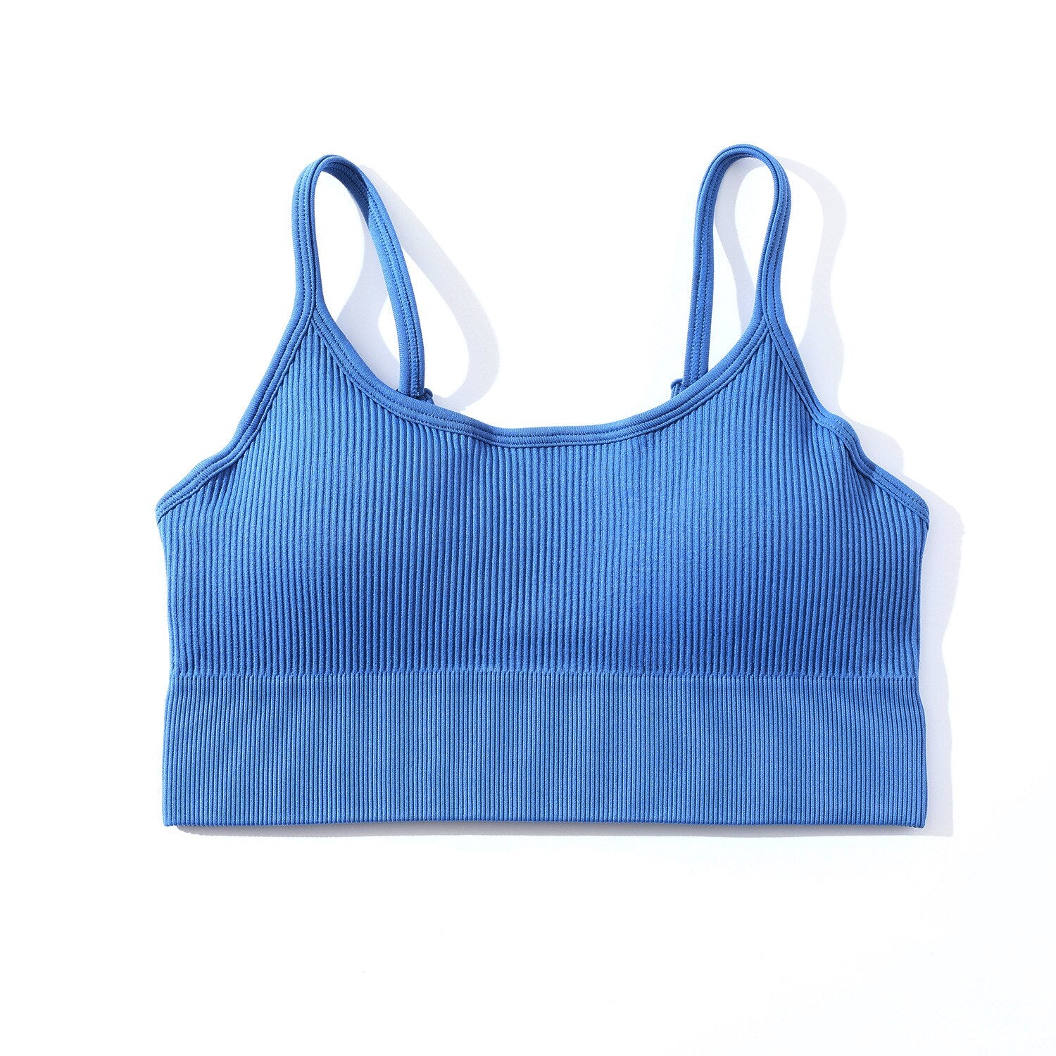 Women Long Sleeves Crop Top Gym Suits Blue Suspenders