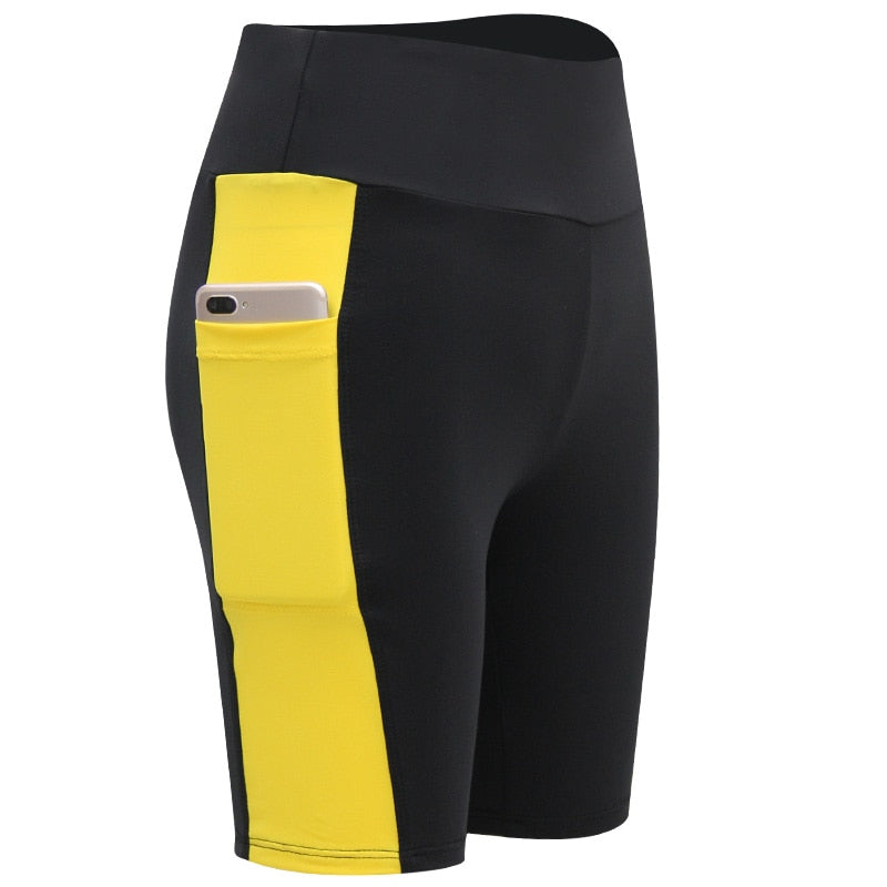Women's Gym Side Pockets Shorts 1-Yellow