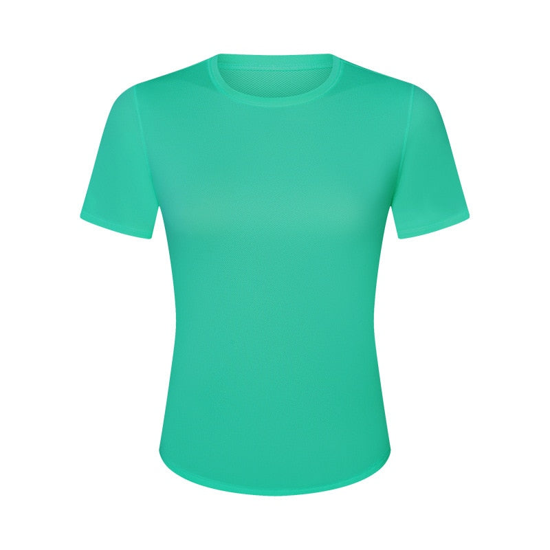 Women Elastic Gym Shirts Turquoise