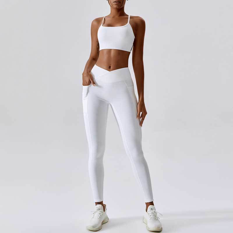 Woman Gym Workout Set White Yoga Set