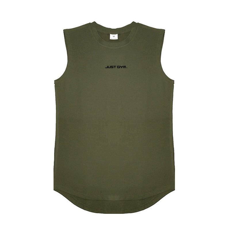 Men Cotton Gym Tank Top Army Green