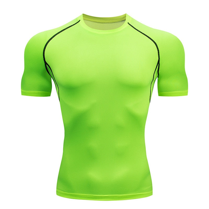 Gym Compression Dry Fit Fitness T-shirt Green short sleeve