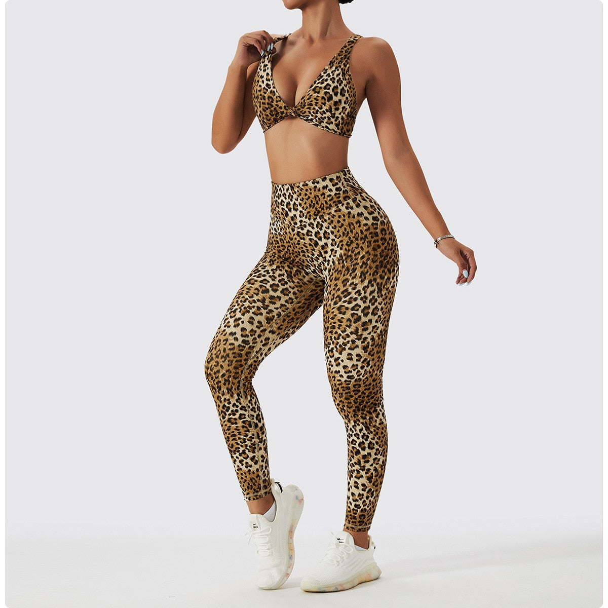 Women Leopard Print Sports Suit