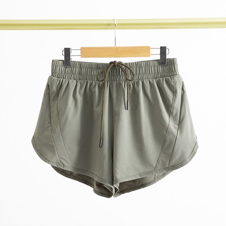 Women's High Waist Gym Wear Shorts Army Green