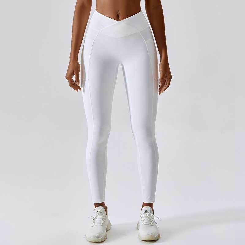 Woman Gym Workout Set White Yoga Pants