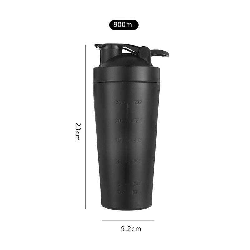 Shaker Mixer Stainless Steel Water Bottle 900ml black