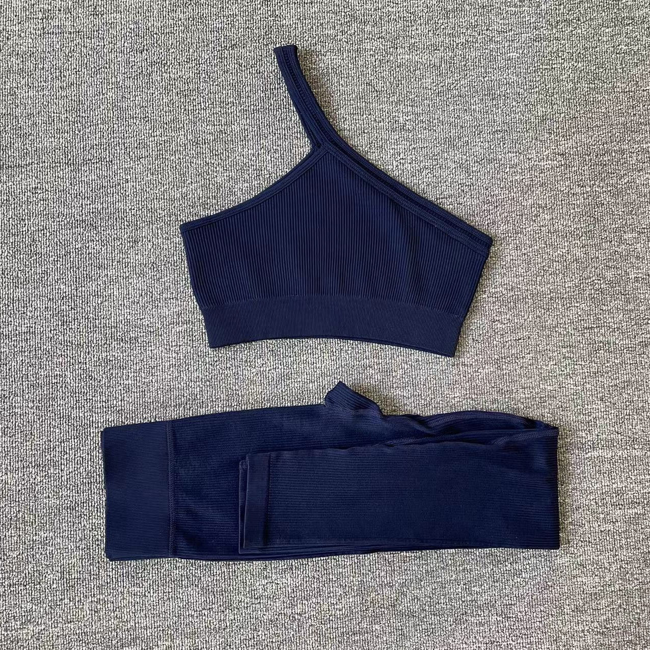 Two Piece Yoga Long Sleeve Tracksuit BraPants1 Darkblue