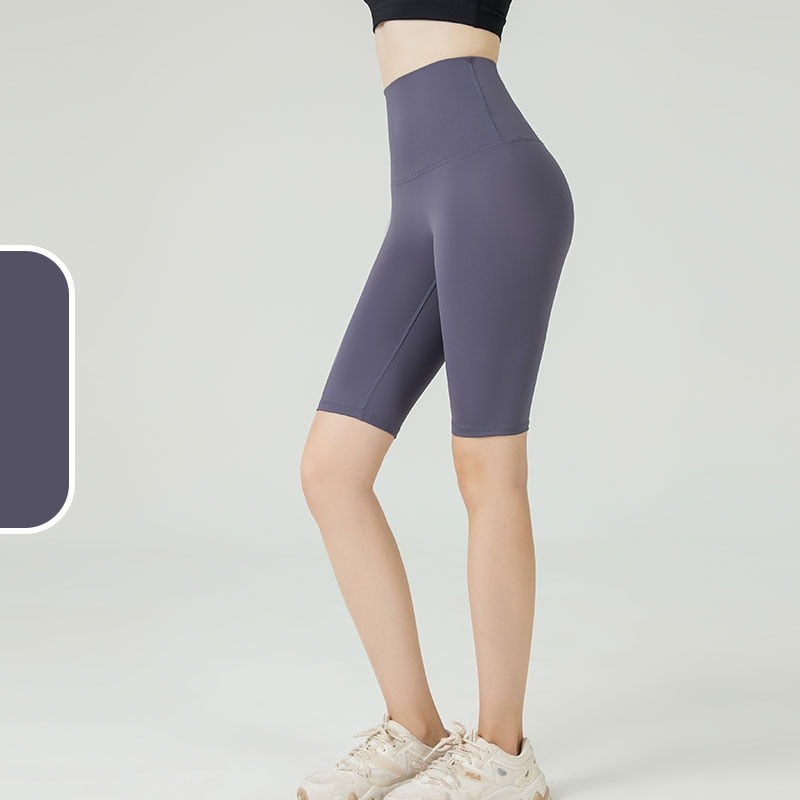 Women Summer Yoga Five Points Shorts Style5Gray Purple