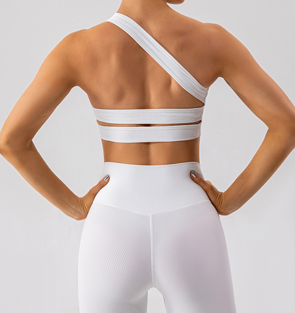 Women One Shoulder Sexy Sports Bra White