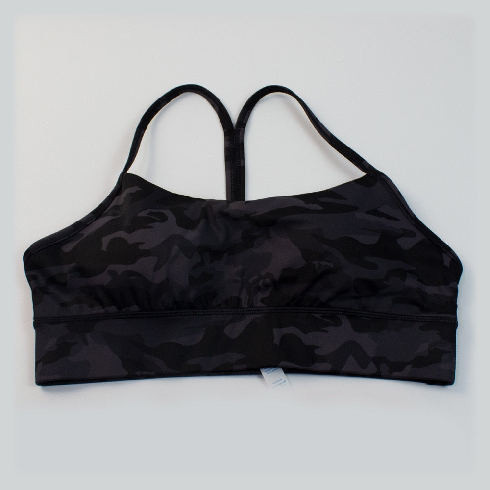 Shock proof Women Sports Fitness Bra Camouflage black