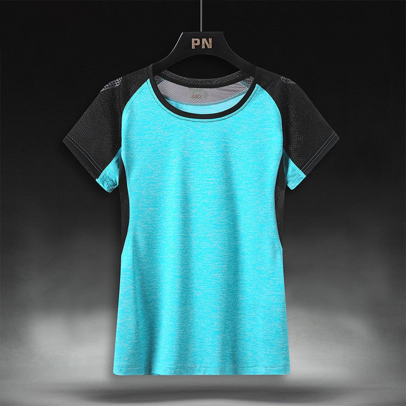 Women Marathon Running Fitness T-Shirt Blue