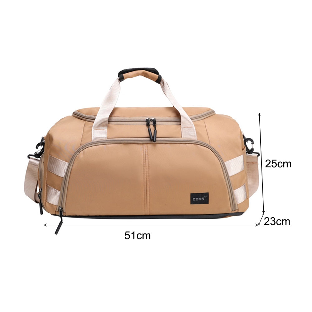 Men Women Large Capacity Fitness Handbags Style B Khaki