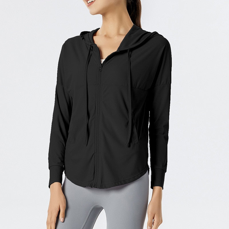 Outdoor Sports Long Sleeve Yoga Tops Black