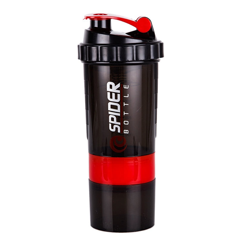 Body-Building 3 Layers Shaker Protein Bottle red