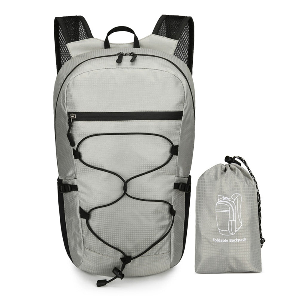 Lightweight Backpack Folding Bag Light Gray