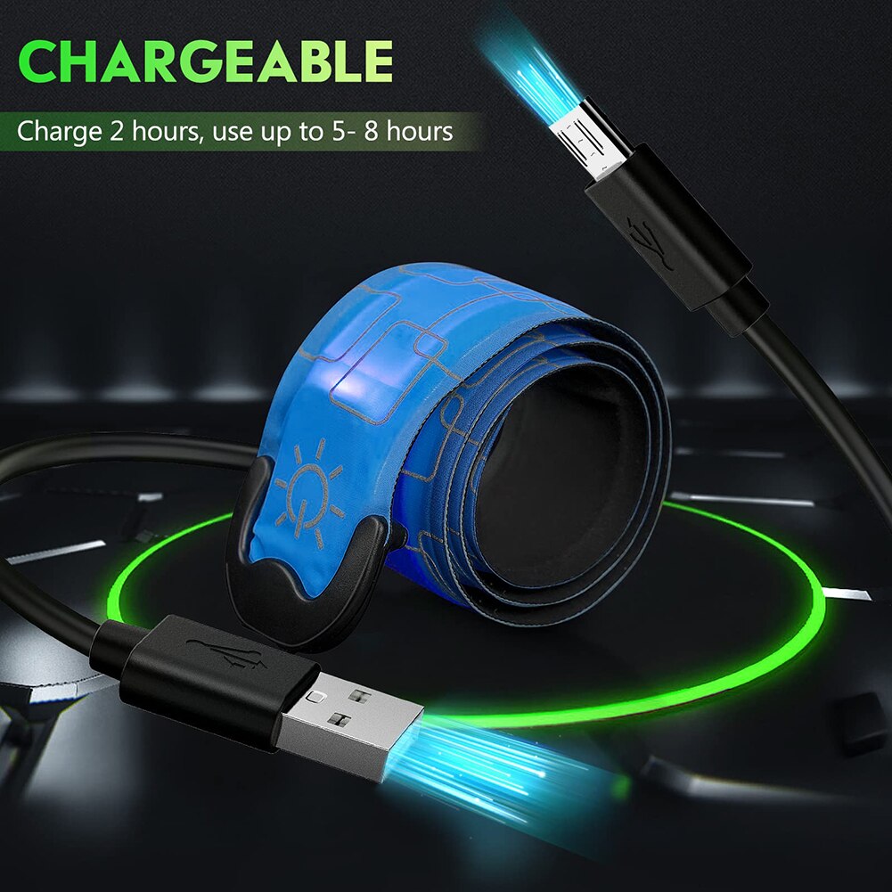 USB Rechargeable Reflective LED Strap