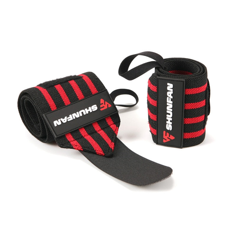 Wrist Support Gym Wraps Straps Red Stripe 2pieces