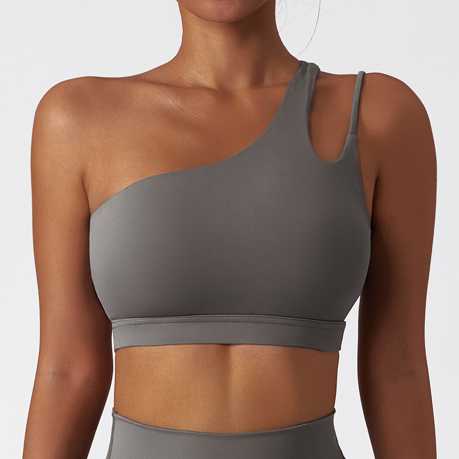 Women Comfort Single Strap Yoga Bra Gray