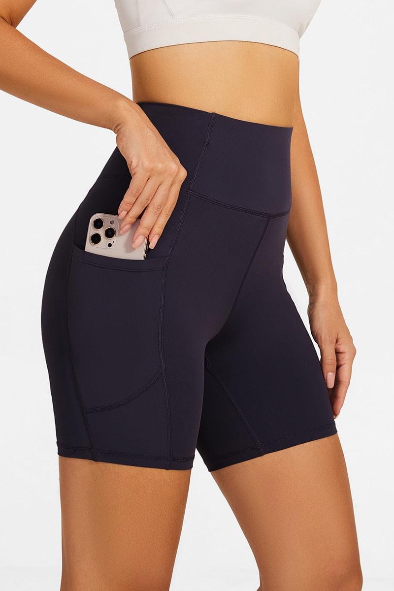 Women Spandex Solid Seamless Shorts
