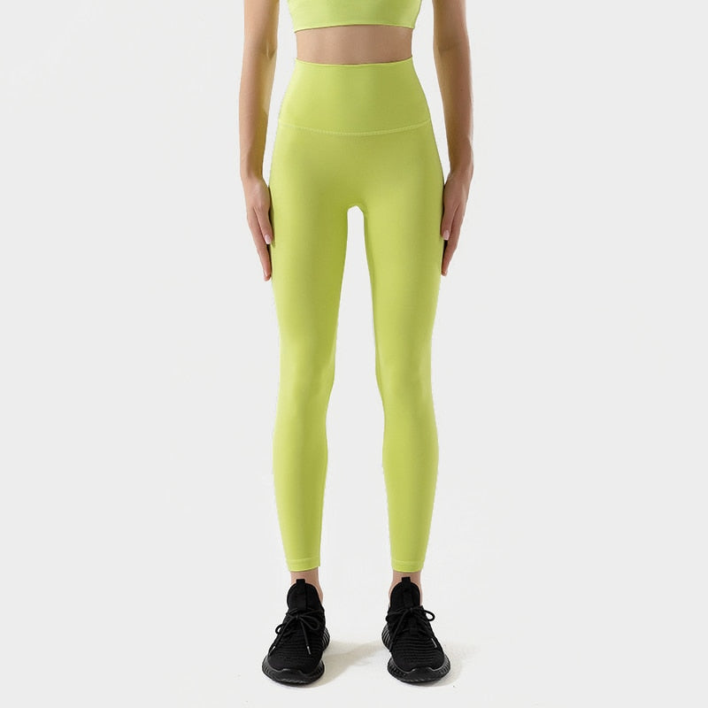 Women Nylon Gym Fitness Clothes LEGGING Lemon Yellow