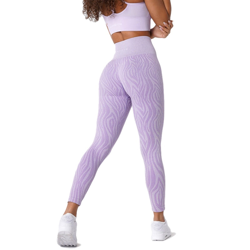 Women Zebra Pattern Seamless Leggings Pants