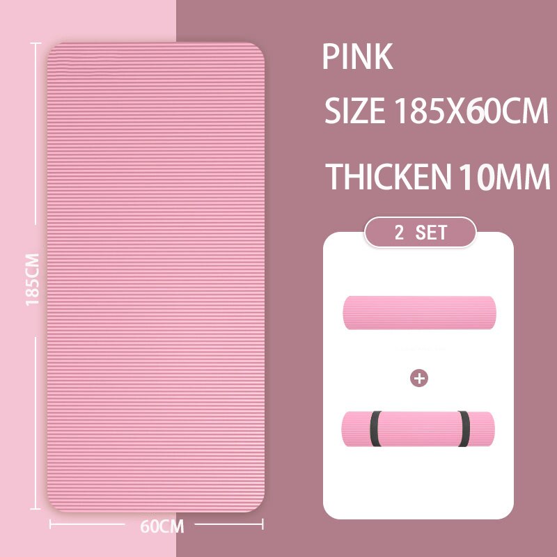 Super Large Lengthened Yoga Mat 185x60x1cm Pink