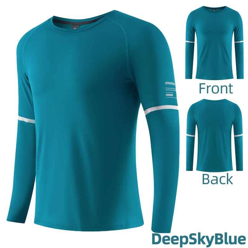 Men Tight Gym Compression T-shirt A-DeepSkyBlue