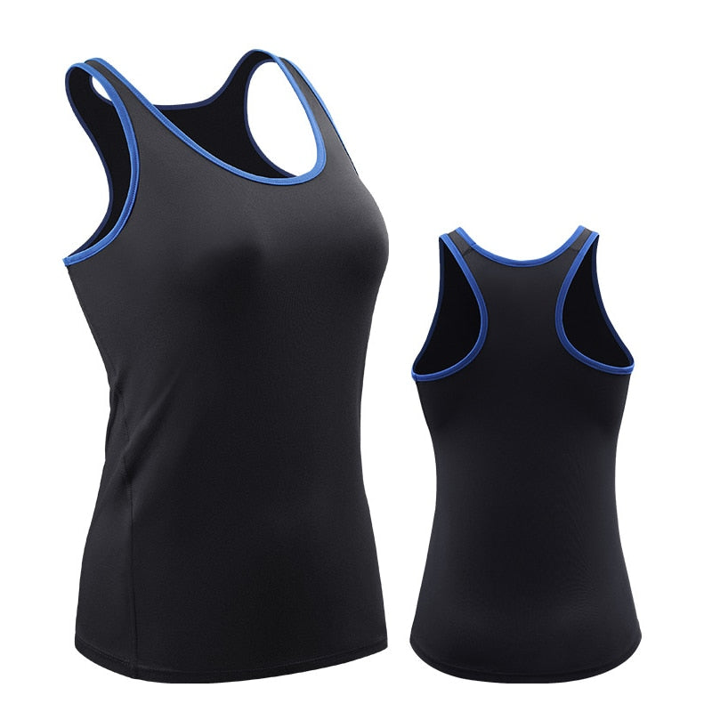 Women's Sports Quick Drying Shirts Black and Blue
