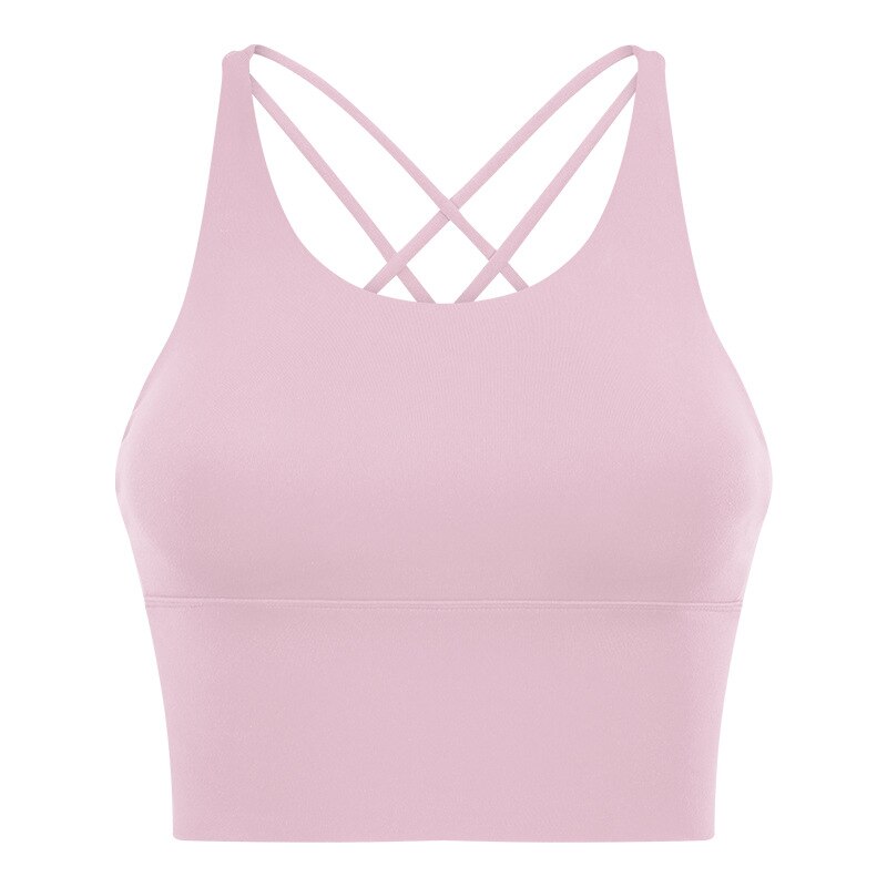 Thin Straps Crossover Women Yoga Bra Pink