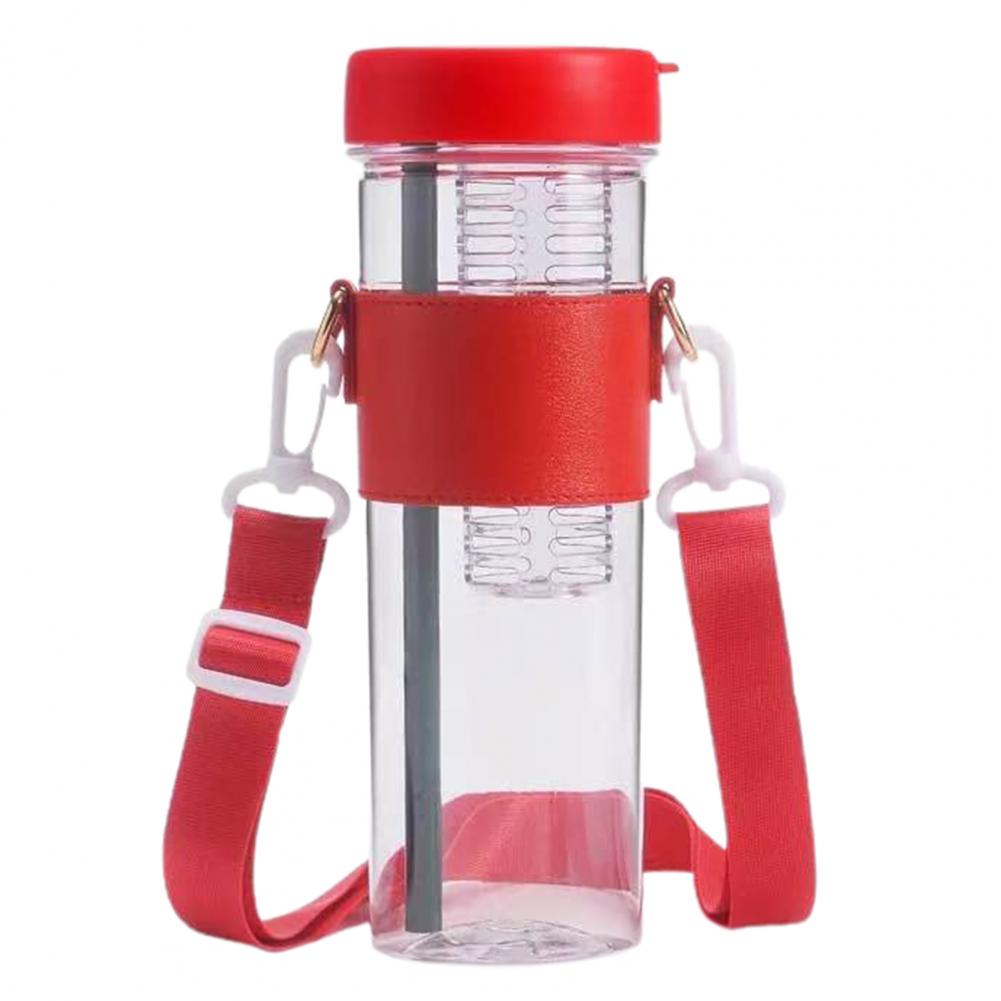 Folding Straw 850ml Water Bottle Red