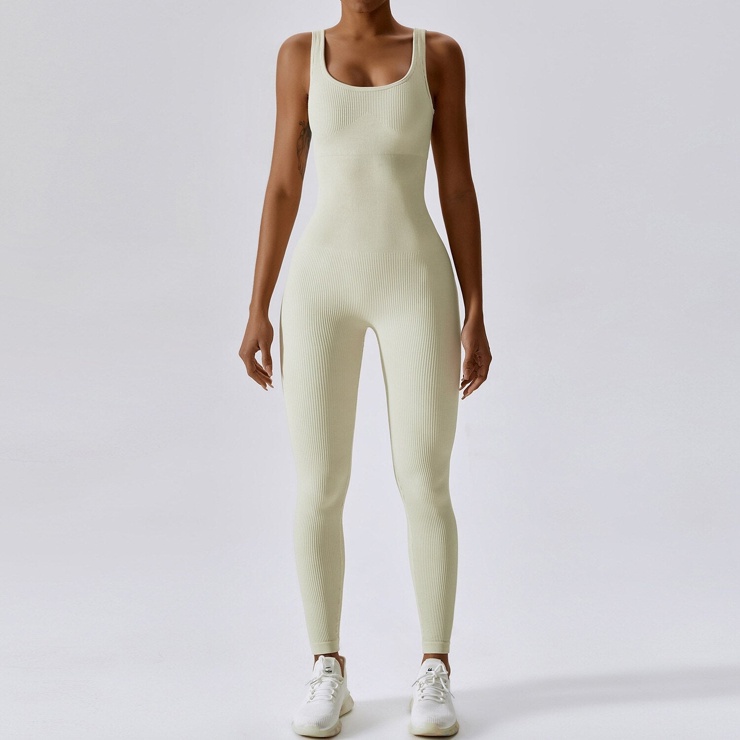 Women Seamless One-piece Jumpsuit Oat Milk