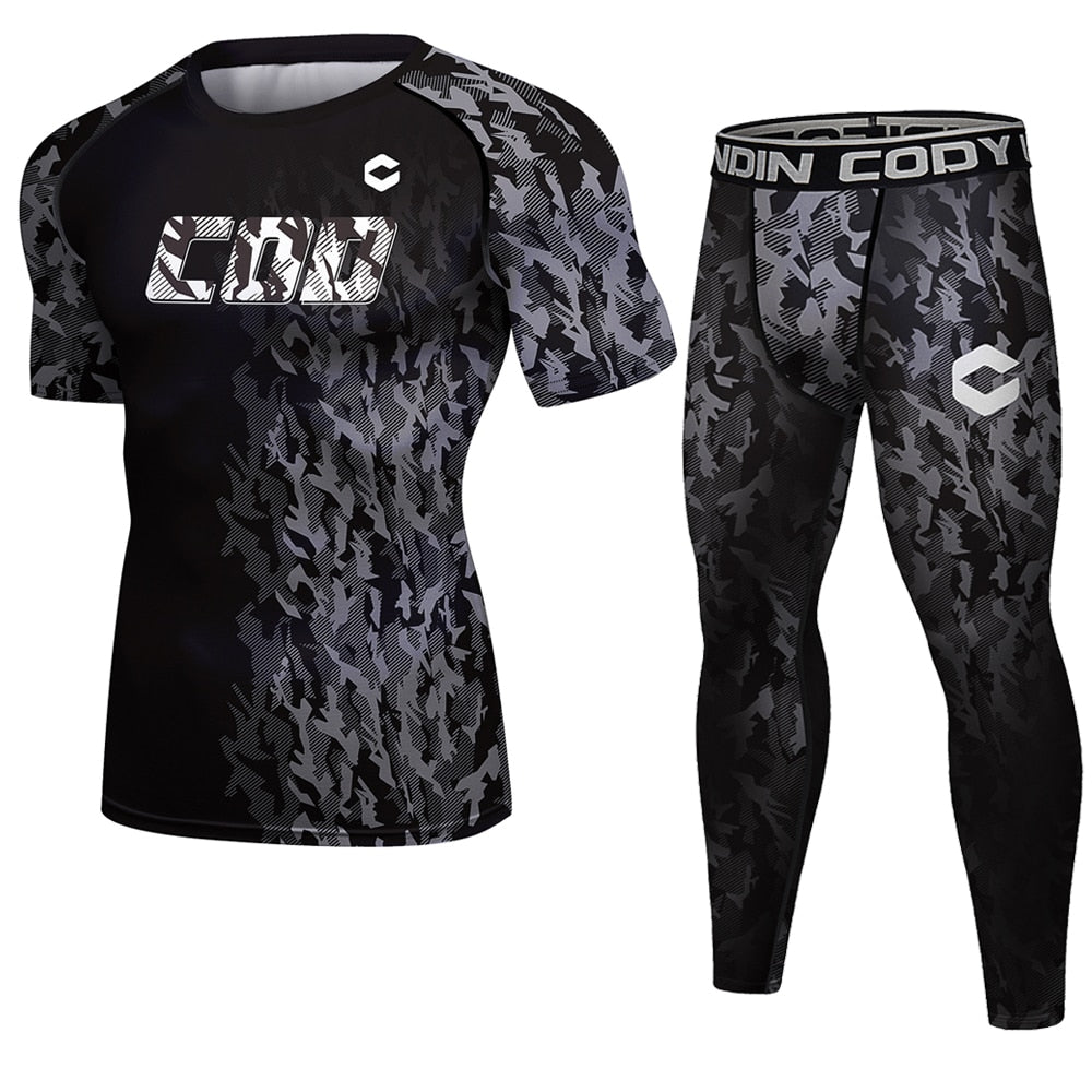 Men Compression Tracksuit Tight Set 8