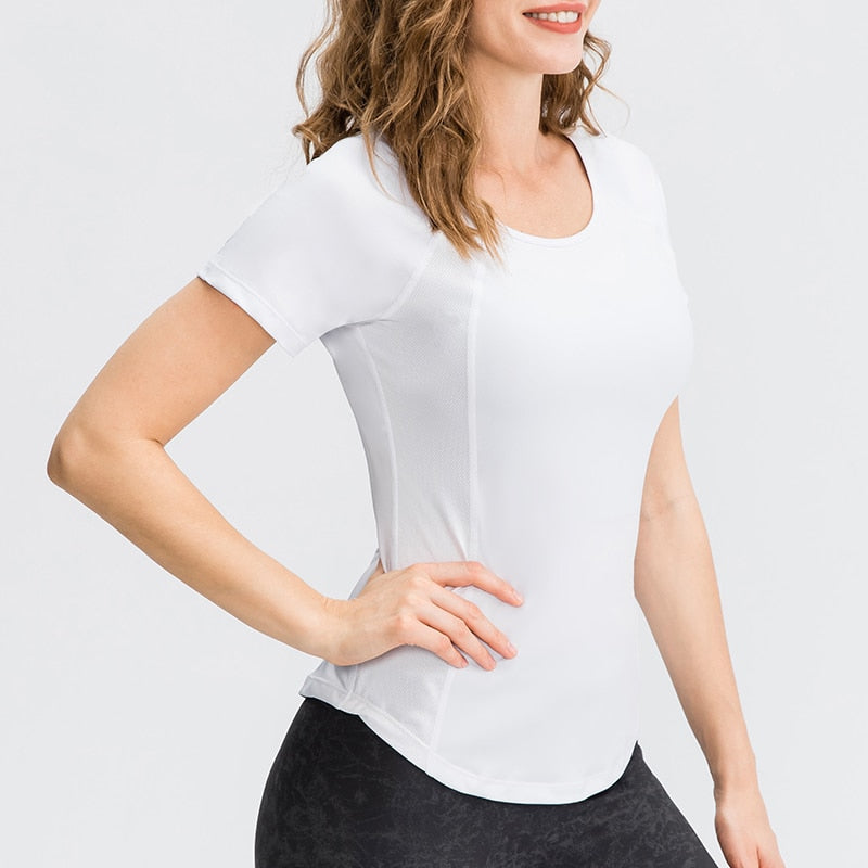 Women round neck sports T-shirt White