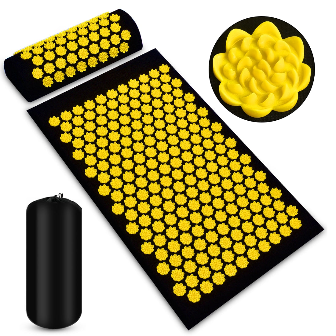 Cushion Shakt Massage Yoga Mat Black cloth yellow