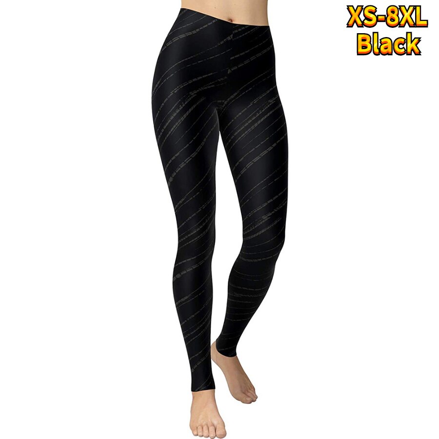 Basic Line Printed Yoga Pants 92494-black