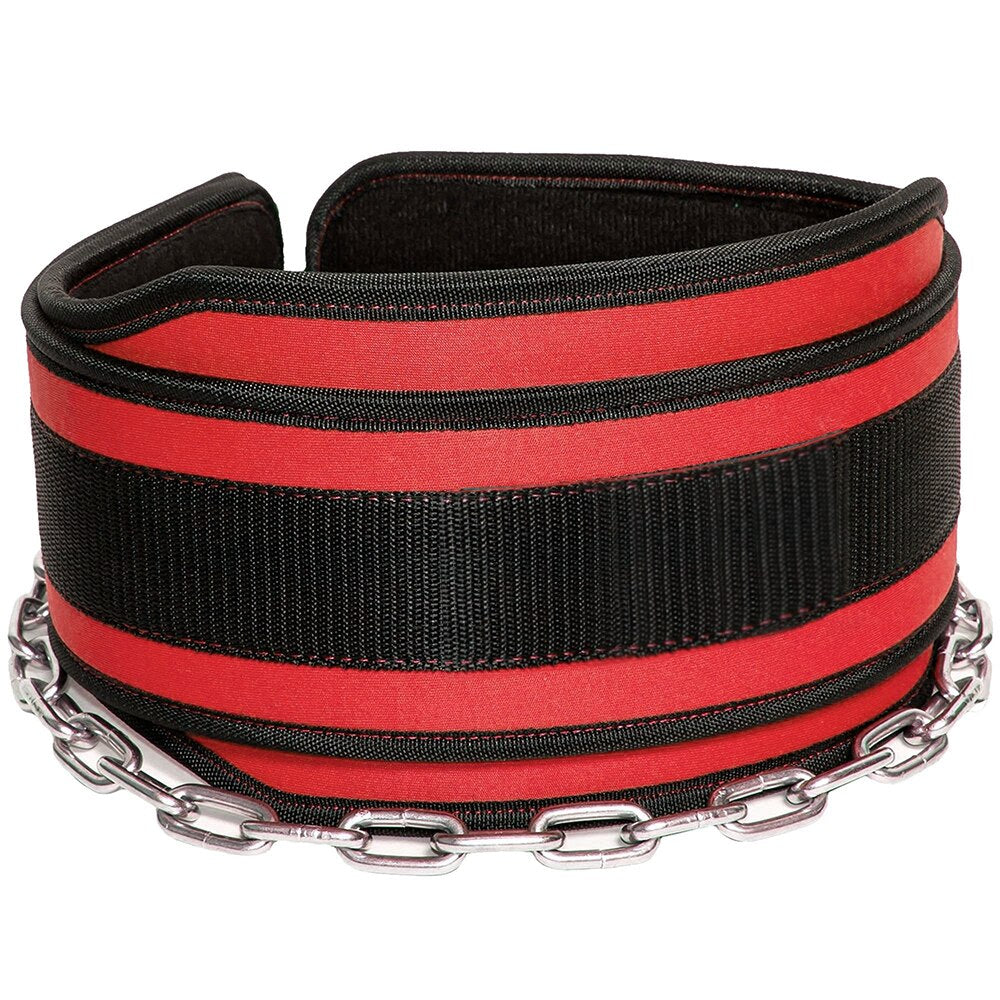 Dip Pull up Gym Lifting Chain Belt Red-With Chain
