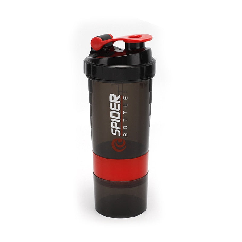 Fitness 3 Layer Sports Shaker Bottle Red 550ML
