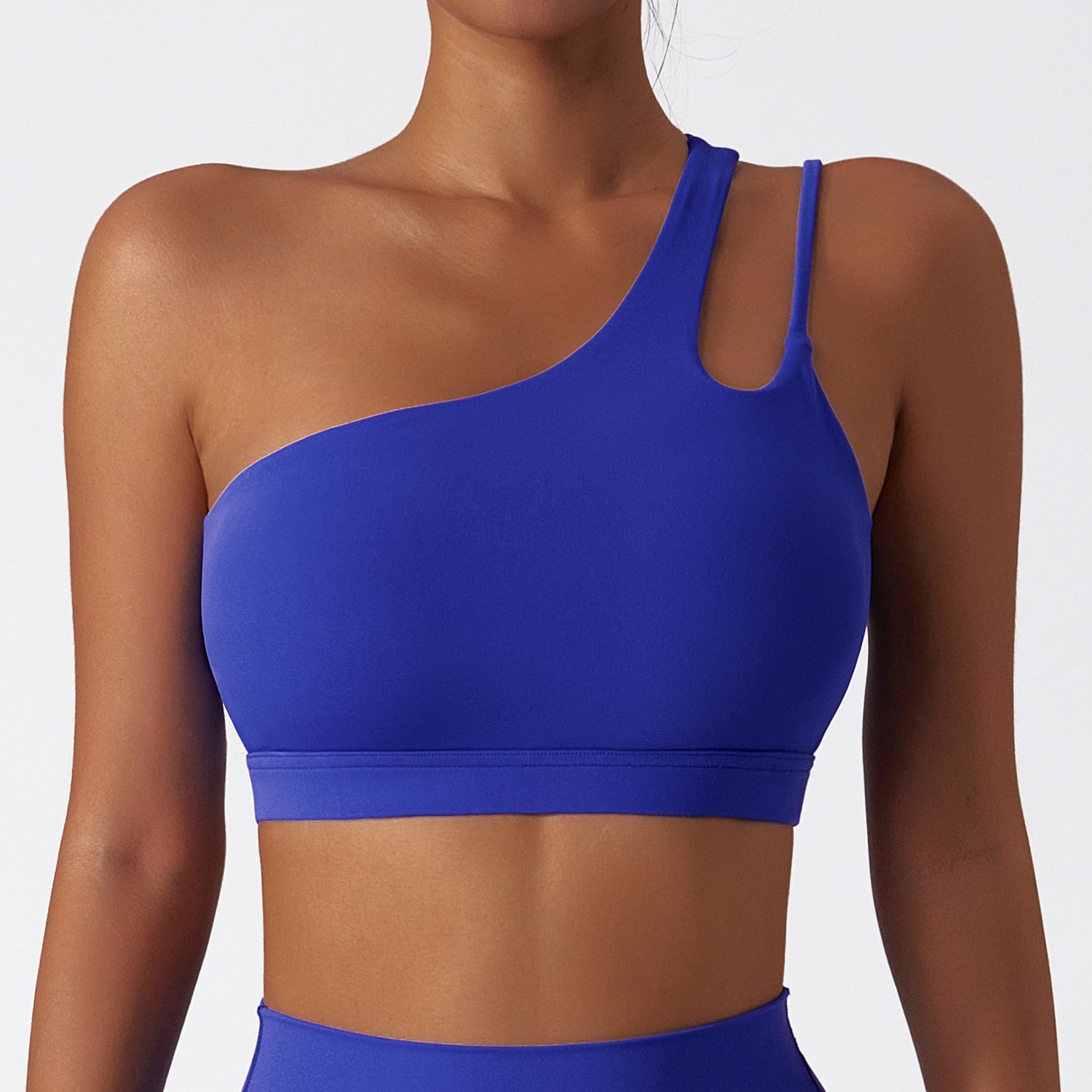 Women Comfort Single Strap Yoga Bra Blue