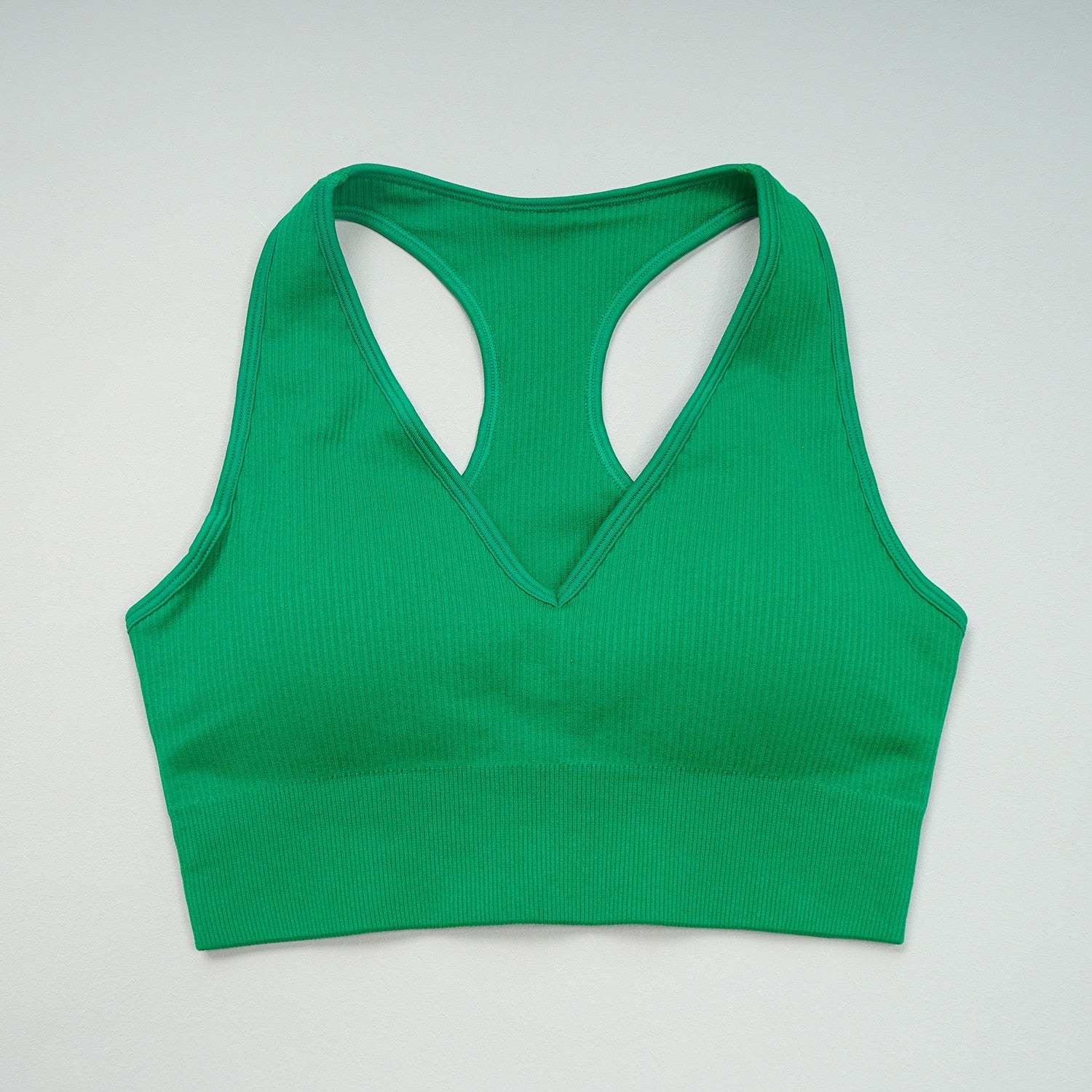 Women Summer Ribbed Gym Set Bra-Green