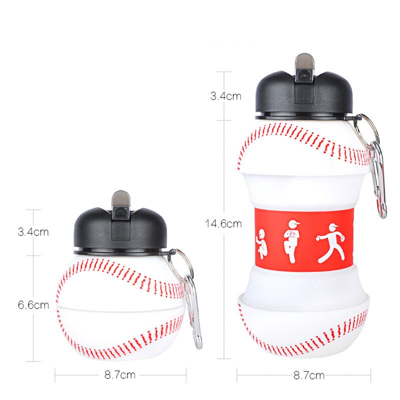 Sports Silicone Fold Wate Bottle 550ML baseball