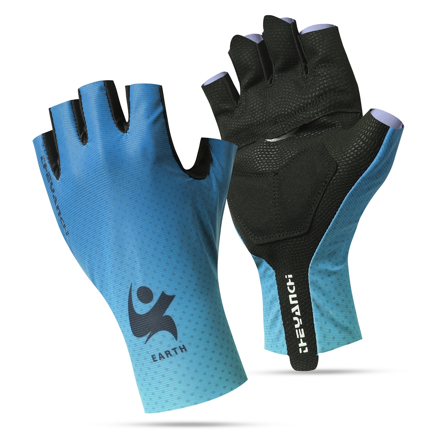 Men Cycling Gloves Half Blue