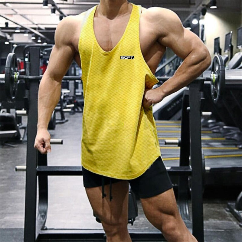 Gym Workout Sleeveless Shirt Yellow