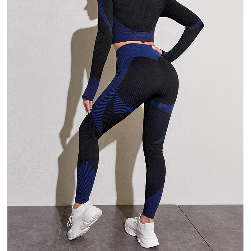 Women Gym Fitness Clothing Set Pant Blue
