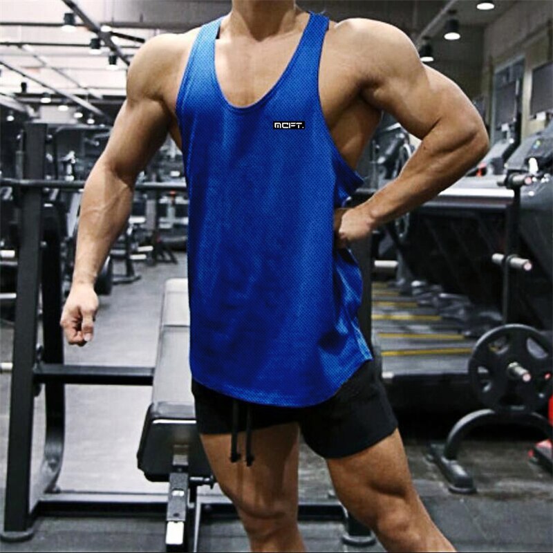 Gym Workout Sleeveless Shirt Blue
