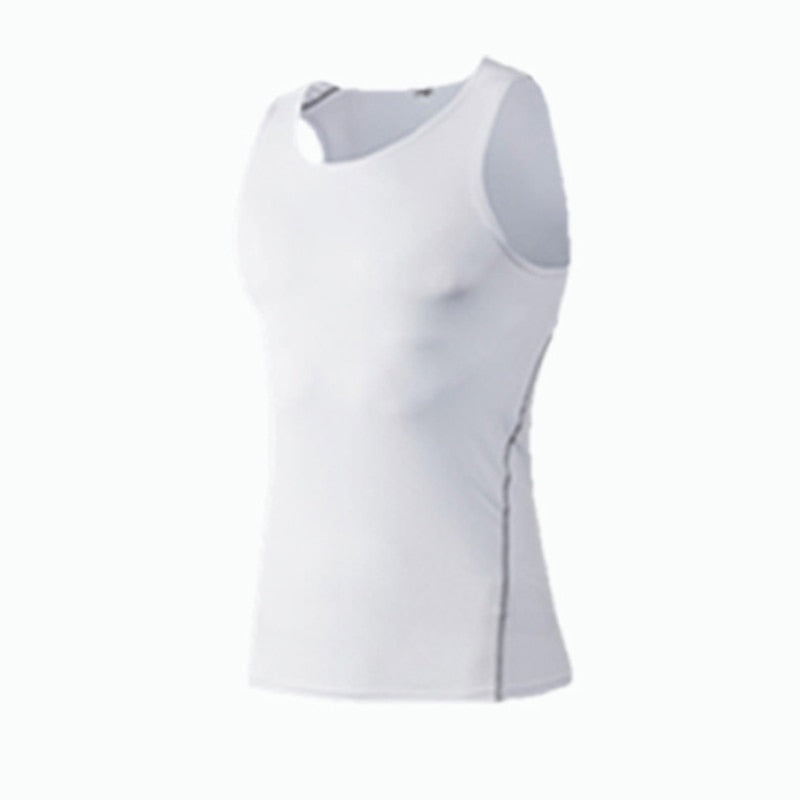 Men Sport Fitness Tees Vest White